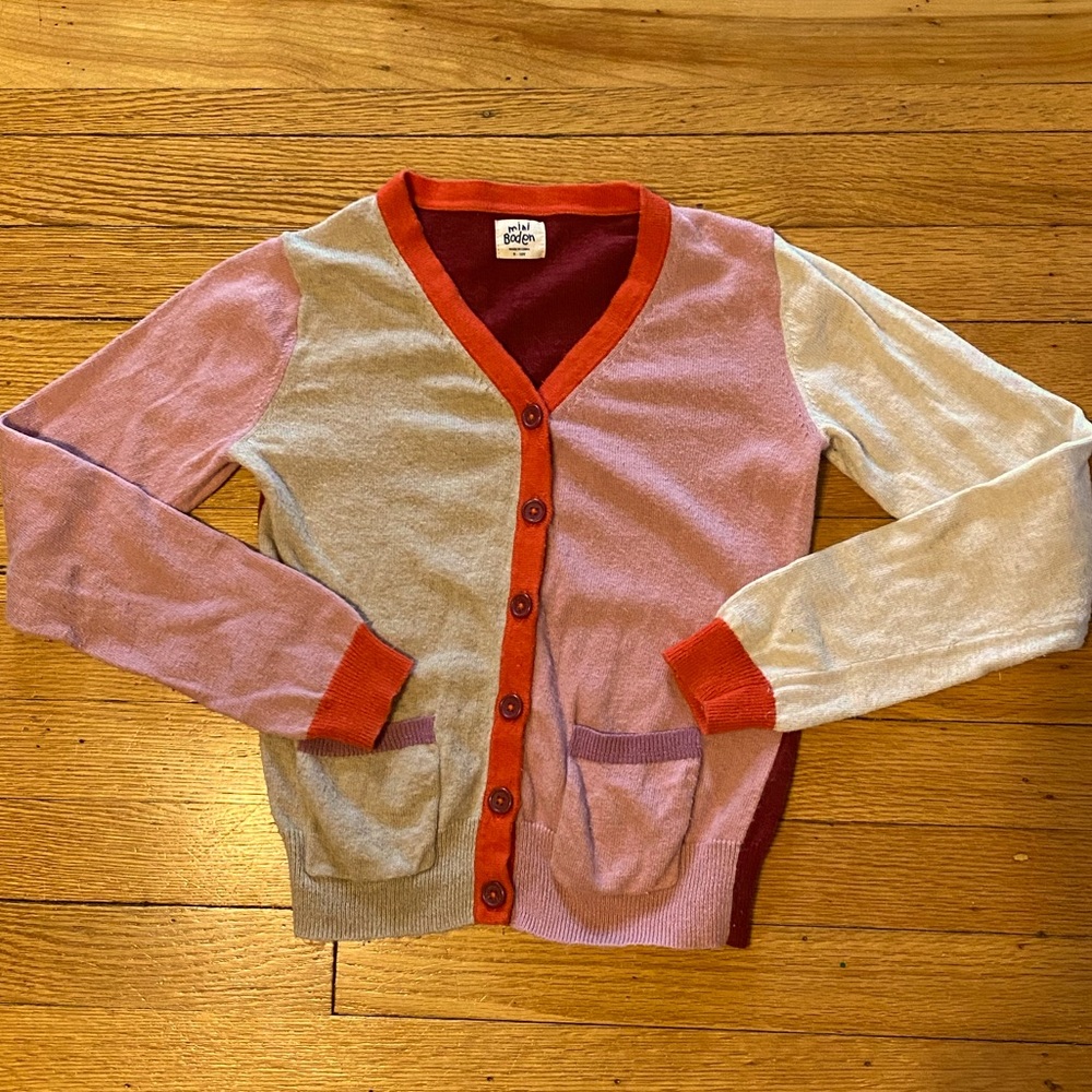 Mini Boden Color Block Cardigan
